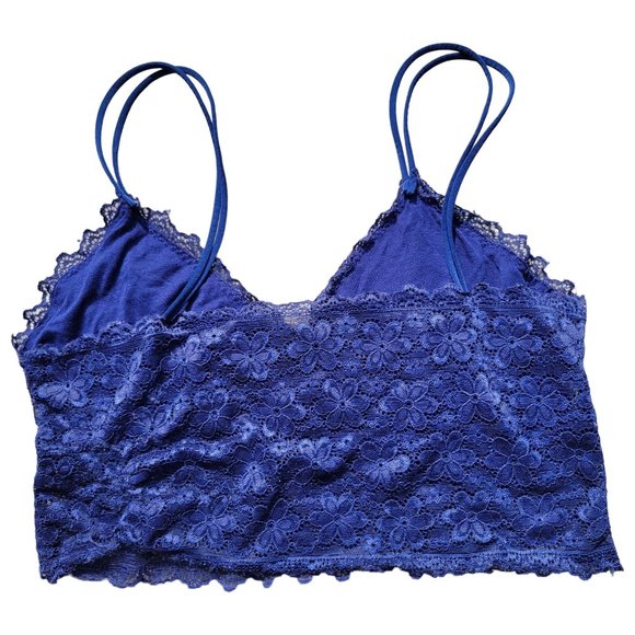 Bralette Lace Floral Spaghetti Straps V Neck Two Blue Red Womans Size Medium - Picture 7 of 13